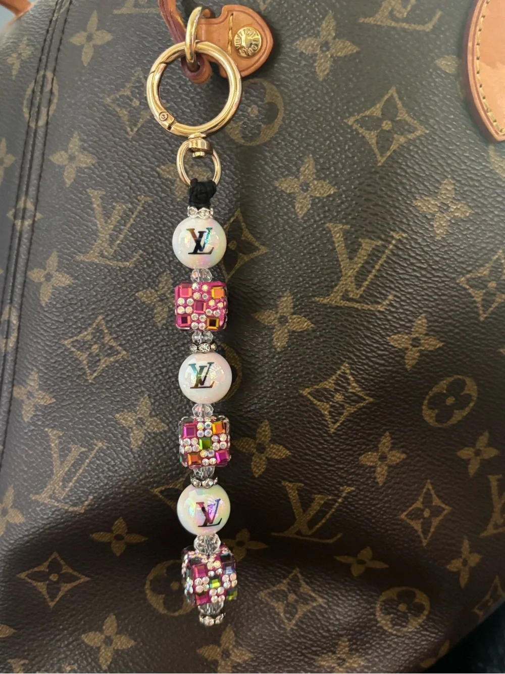 Louis Vuitton Rhinestone Cubed Bag Charm, 6.5 inches